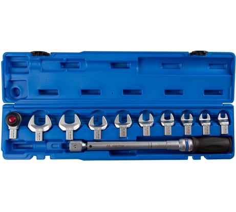 Динамометрический ключ KING TONY серии FIT 14х18 мм с набором рожковых насадок 13-30 мм, 20-100 Нм, кейс 345201D11MR