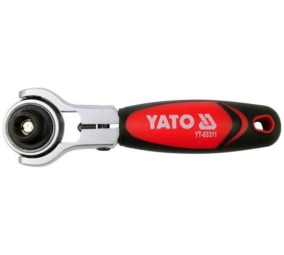 Трещотка YATO 1/4" 72Т 115мм, реверсивная резинопластиковая ручка YT-03311