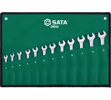 Набор комбинированных  ключей с храповиком SATA 8-19 мм, 12 предметов 09040