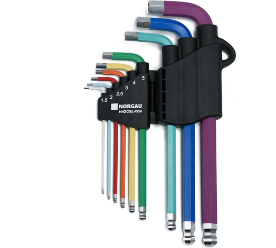 Набор шестигранников NORGAU COLOUR удлиненные, 9 шт N42CEL-009 061001809