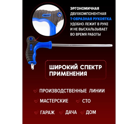 Набор ключей Forsage Т-образных TORX/6-гранныхс шаром, 16 предметов (Н:2,2.5х75, 3,4х100, 5,6х150, 8,10х200мм; Т:10,15х75, 20,25х100, 30,40х150, 45,50х200мм), в кейсе F-5166B(25645)