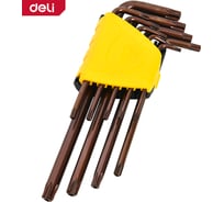 Набор шестигранных ключей TORX удлиненных 9шт DL230707G сталь S2, пластиковый держатель DELI 166233
