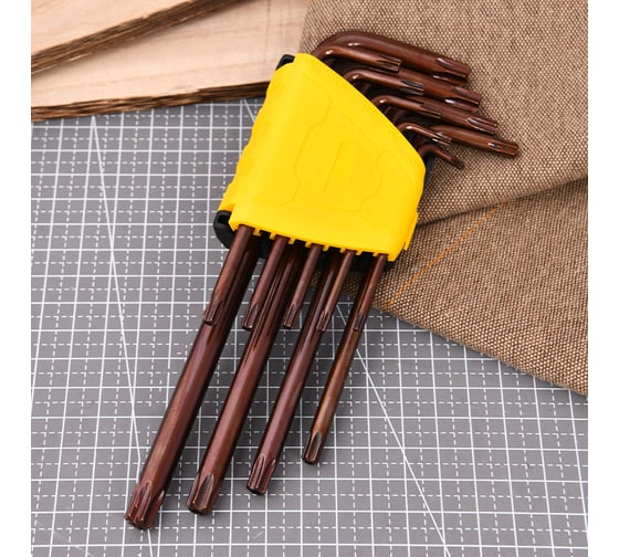 Набор шестигранных ключей TORX удлиненных 9шт DL230707G сталь S2, пластиковый держатель DELI 166233