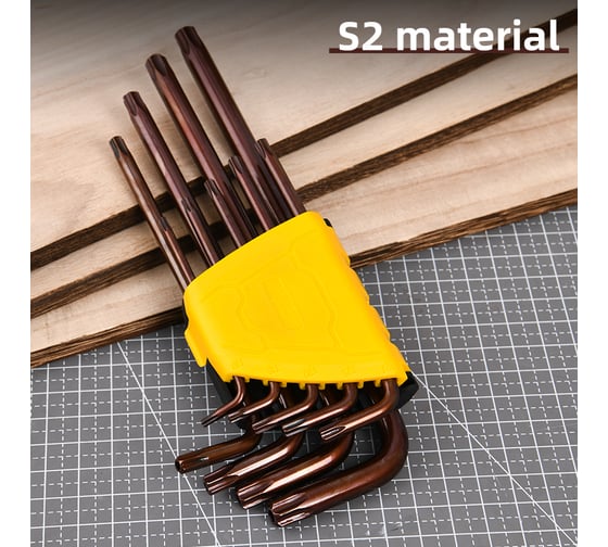 Набор шестигранных ключей TORX удлиненных 9шт DL230707G сталь S2, пластиковый держатель DELI 166233