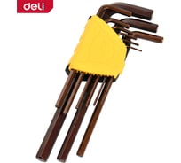 Набор шестигранных ключей удлиненных DELI 9шт DL230708G сталь S2, пластиковый держатель 166234