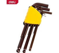 Набор шестигранных ключей с шаром удлиненных DELI 9шт DL230709G сталь S2, пластиковый держатель 166236