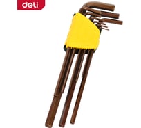 Набор шестигранных ключей сверхдлинных DELI 9шт DL230808G сталь S2, пластиковый держатель 166237