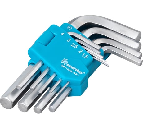 Набор шестигранных ключей Smartbuy (HEX) 9 шт, HEX:1.5,2,2.5,3,4,5,6,8,10, CR-V, tools SBT-HSS-9p1