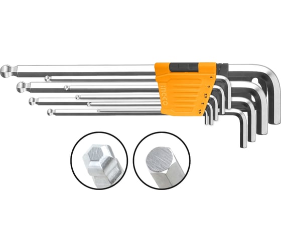 Набор шестигранников с шаром INGCO 1,5-10 мм. Extra Long INDUSTRIAL HHK12092