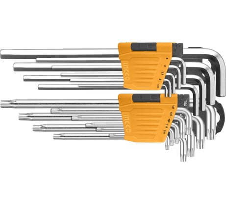 Набор шестигранных ключей INGCO 18 шт. HEX1,5-10мм, TORX Т10-Т50 INDUSTRIAL HHKSET0181