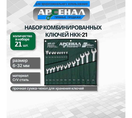 Набор комбинированных ключей Арсенал НКК-21 6-32 мм 8144960