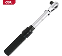 Динамометрический ключ предельный DELI DL170025 5-25 Нм, 3/8", головка Cr-Mo, 72 зуба, противоскользящая рукоятка, кейс 167242
