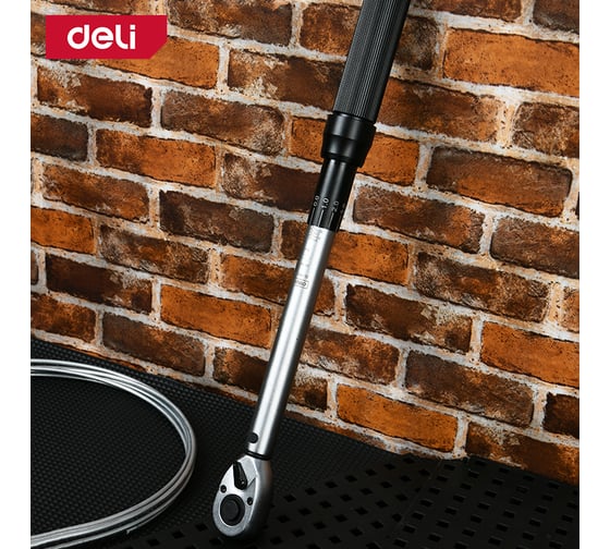 Динамометрический ключ предельный DELI DL-YN-20100 20-100 Нм, 1/2", головка Cr-Mo, 72 зуба, противоскользящая рукоятка, кейс 167245