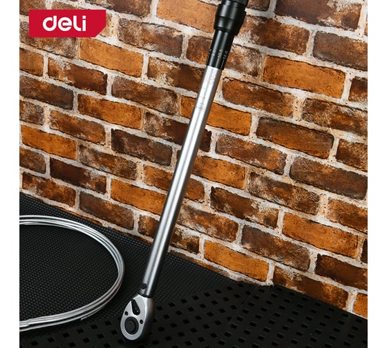 Динамометрический ключ предельный DELI DL-YN-60300 60-300 Нм, 1/2", головка Cr-Mo, 72 зуба, противоскользящая рукоятка, кейс 167247