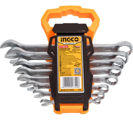 Набор комбинированных гаечных ключей INGCO 6-19 мм 8 пред. HKSPA1088-I