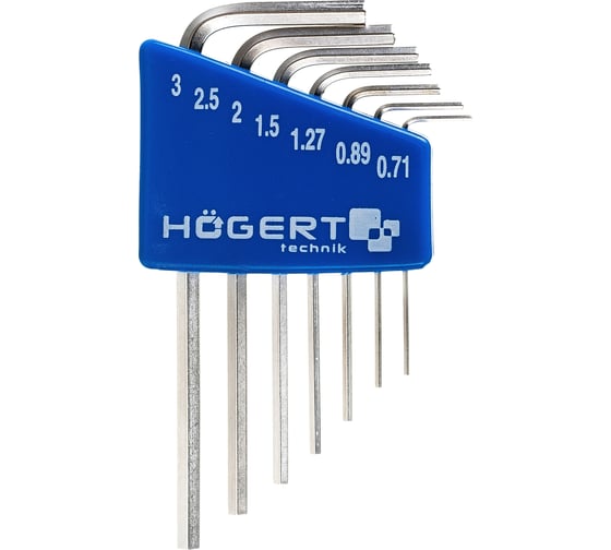 Набор шестигранных Г-образных ключей HOEGERT TECHNIK 0,71- 3 мм, CrV, 7 шт HT1W800