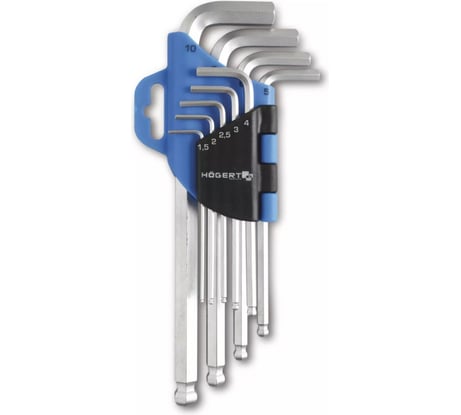 Набор удлиненных шестигранных Г-образных ключей HOEGERT TECHNIK с шаровым наконечником Crv HT1W804