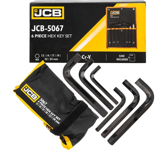 Набор ключей 6-гранных Г-образных JCB 6 предметов JCB-5067(60959)