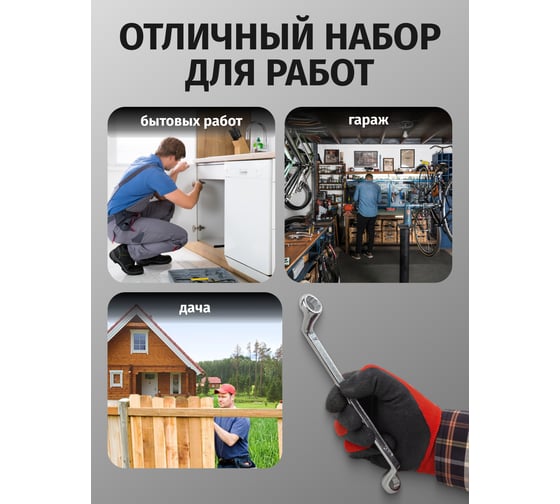 Ключи накидные ISMA набор 8 предметов (6х7, 8х9, 10х11, 12х13, 14х15, 16х17, 18х19, 21х22мм) ISMA-5088MP(58836)