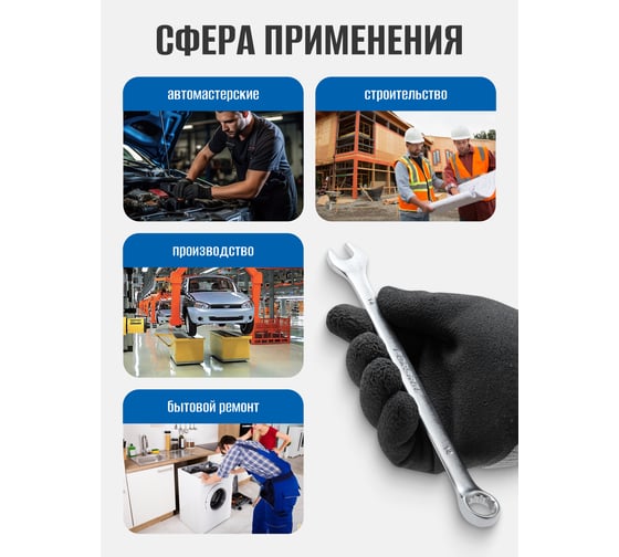 Набор ключей комбинированных Forsage  удлиненных 10 предметов (8, 10, 12-19мм) на полотне F-5101L(29708)