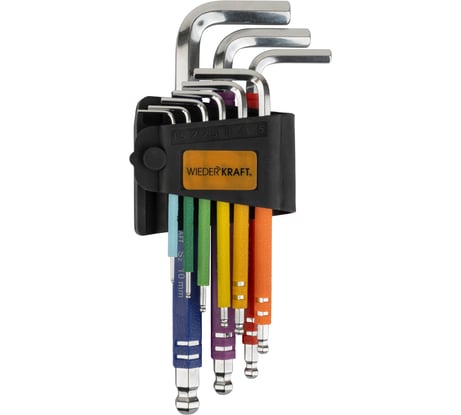 Набор шестигранных ключей с шаром WIEDERKRAFT 1,5-10 мм, 9 шт, сталь S2 WDK-HS1510