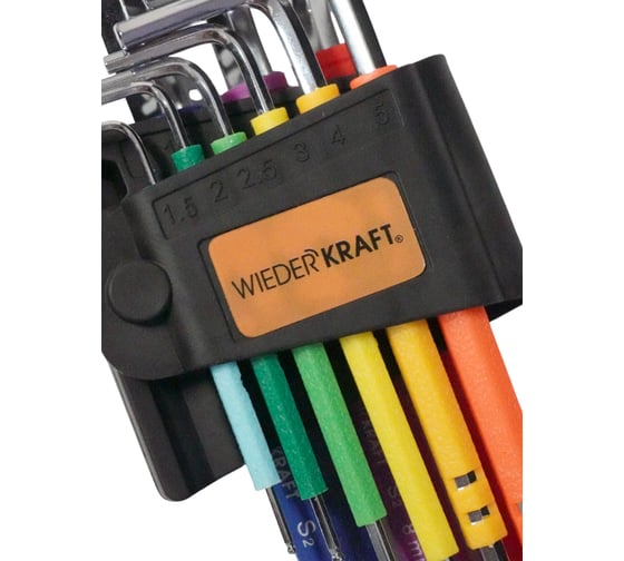 Набор шестигранных ключей с шаром WIEDERKRAFT 1,5-10 мм, 9 шт, сталь S2 WDK-HS1510