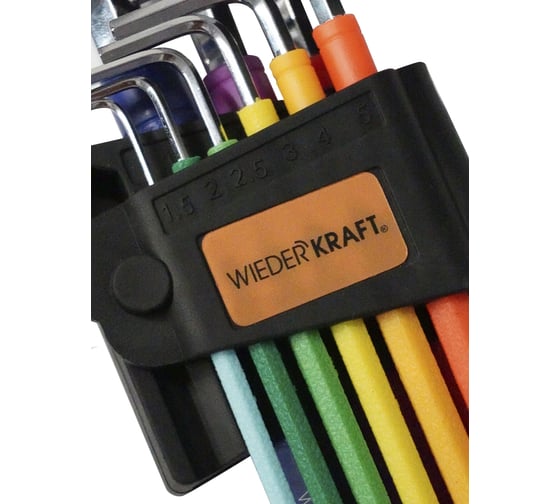 Набор шестигранных ключей WIEDERKRAFT с шаром экстра-длинные 1,5-10 мм, 9 шт, сталь S2 WDK-HL1510