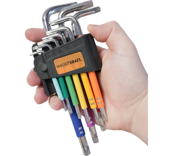 Набор ключей WIEDERKRAFT TORX 1,5-10 мм, 9 шт, сталь S2 WDK-TS1050