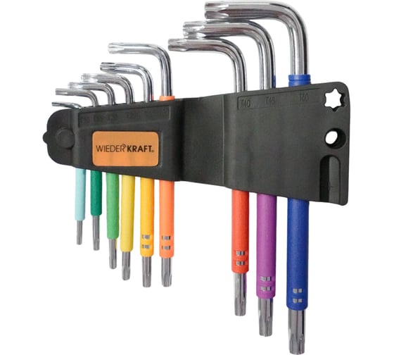 Набор ключей WIEDERKRAFT TORX 1,5-10 мм, 9 шт, сталь S2 WDK-TS1050