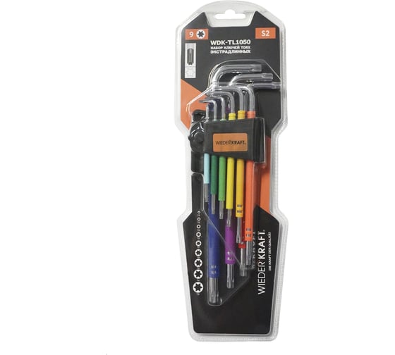 Набор ключей WIEDERKRAFT TORX экстра-длинные T10-T50, 9 шт, сталь S2 WDK-TL1050