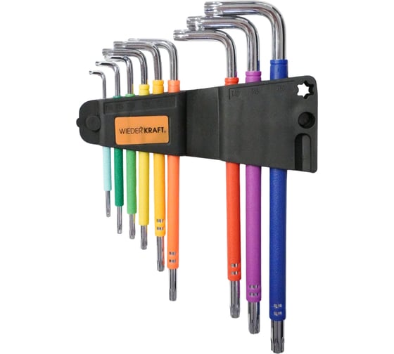 Набор ключей WIEDERKRAFT TORX экстра-длинные T10-T50, 9 шт, сталь S2 WDK-TL1050