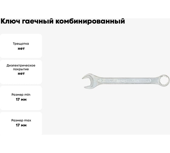 Ключ гаечный комбинированный SITOMO 17x17 мм, оцинкованный 1141537