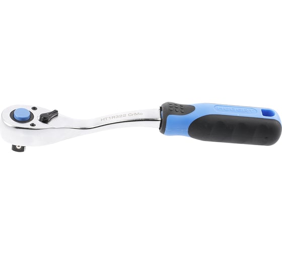 Трещотка HOEGERT TECHNIK изогнутая, с кнопкой 1/2, 72 зубца HT1R322