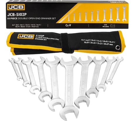 Набор ключей рожковых JCB 10 предметов JCB-5102P(61290)