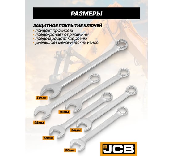 Набор ключей комбинированных JCB 6 предметов -5061P(61293) JCB-5061P(61293)