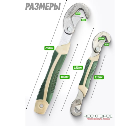 Ключи гаечные универсальные разводные Rockforce 9-22, 23-32 RF-5023(48172)