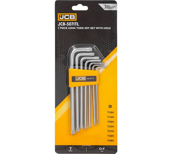 Набор ключей JCB TORX Г-образных длинных с отверстием 7 предметов -5071TL(60962) JCB-5071TL(60962)