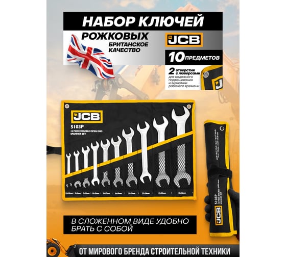 Набор рожковых ключей JCB 10 предметов 5103P(61295)