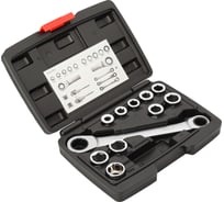 Накидной ключ с трещоткой и набором насадок REKON RW1246 14х19 мм, CrV  11 предметов 053011