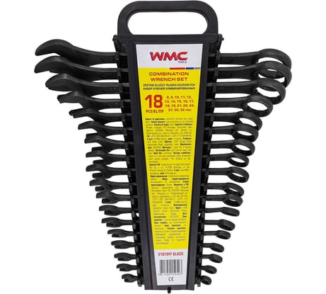 Набор комбинированных ключей WMC TOOLS 18 предметов WMC-5181MP Black(62059)