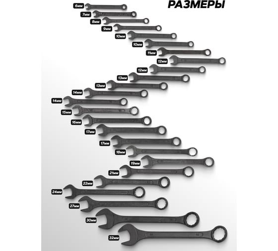 Набор комбинированных ключей WMC TOOLS 25 предметов WMC-5261PD Black(62067)