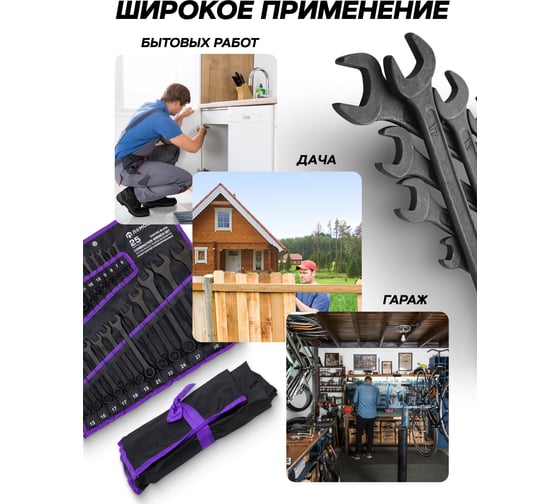 Набор ключей комбинированных Помощник 25 предметов 5261PD Black(62102)