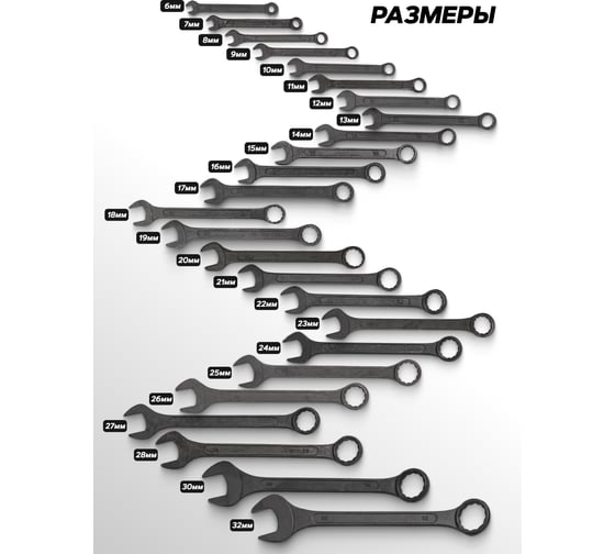 Набор ключей комбинированных WMC TOOLS 25 предметов WMC-5261MP Black(62061)