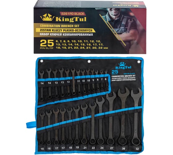 Набор ключей комбинированных KingTul 25 предметов KT-5261PD Black(62066) 1