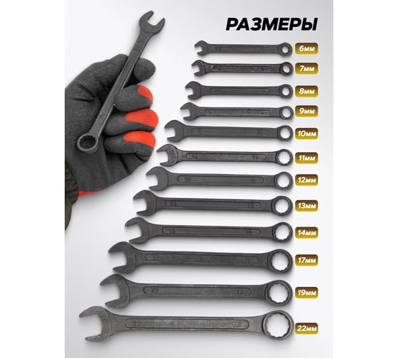 Набор ключей комбинированных KingTul 12 предметов KT-5123MP Black(62052)