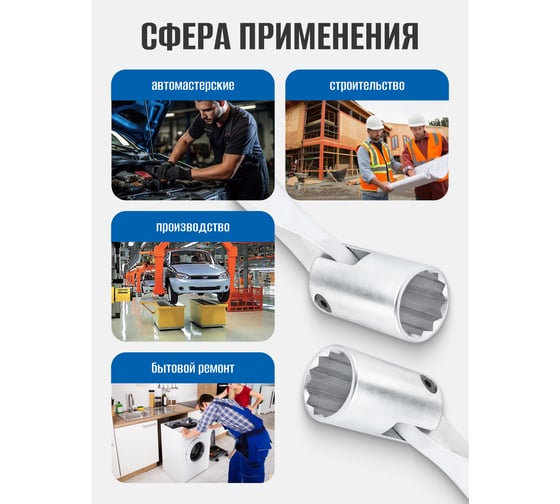 Набор ключей торцевых шарнирных двухсторонних Forsage 8 предметов (6х7, 8х9, 10х11, 12х13, 14х15, 16х17, 18х19, 20х22мм) на полотне F-5084(29694)