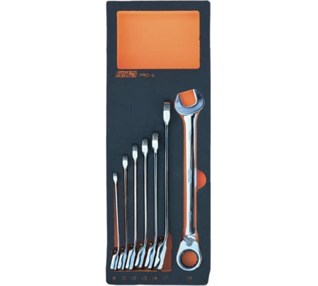 Набор комбинированных ключей CUSTOR с трещоткой и реверсом, 7 предметов, в ложементе VCS1/4 PRO-6