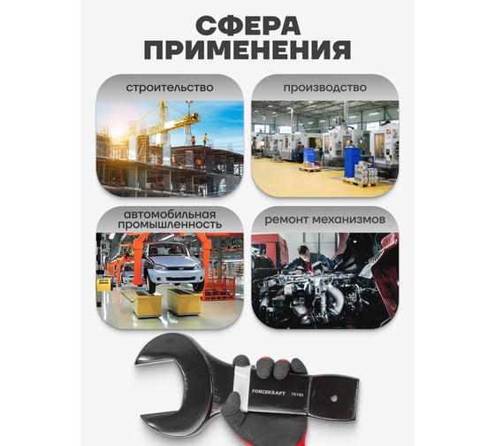 Рожковый ударный односторонний ключ Forcekraft 80мм FK-79180(26878)