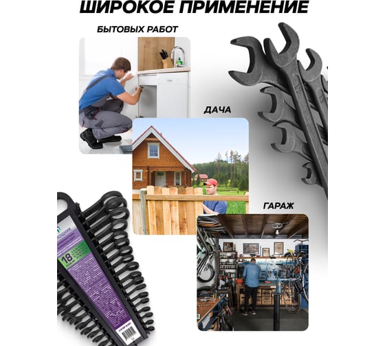 Набор ключей комбинированных Помощник 18 предметов 5181MP Black(62094)