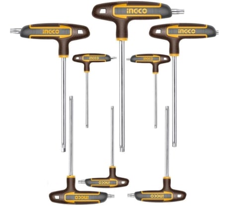 Набор Т-образных шестигранных ключей INGCO TORX Т10-Т50 S2 8шт. INDUSTRIAL HHKT80838